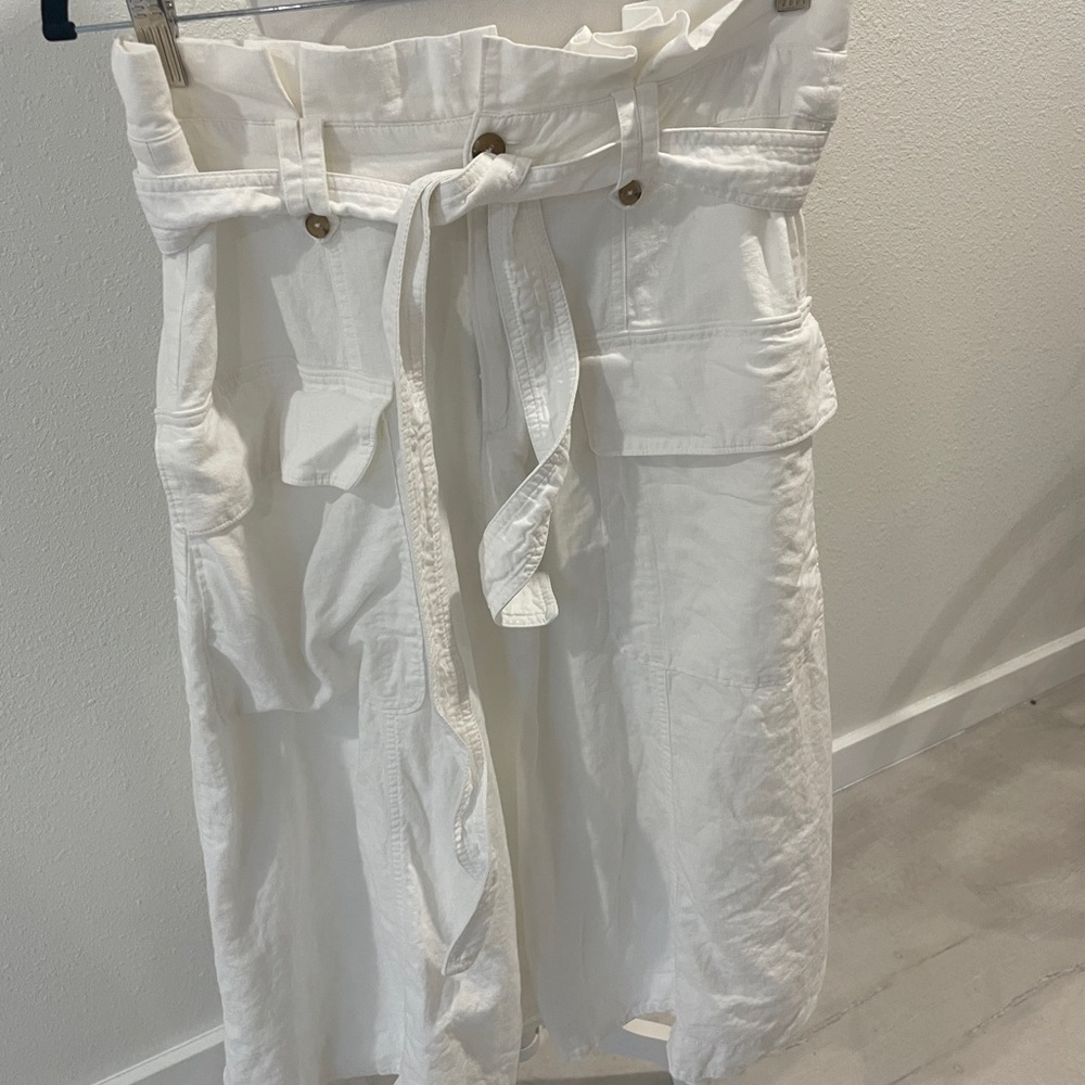 Banana Republic warm white linen midi skirt, size 12